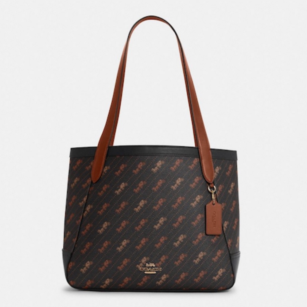🆕Coach Tote With Horse And Carriage Dot Print Purse - Picture 2 of 14